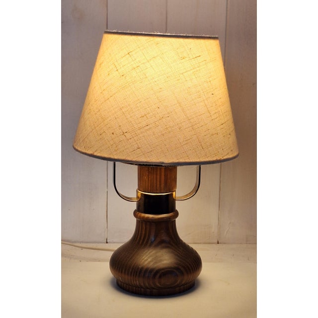 Wood Vintage Table Lamp with Brown Spruce Wood Base, 1980s For Sale - Image 7 of 7