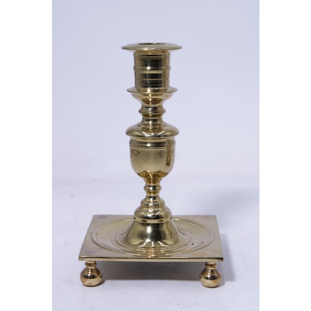Virginia Metalcrafters Pair of Virginia Metalcrafters Brass no.3053 Candlesticks For Sale - Image 4 of 17