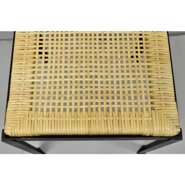 Wood Mid Century Modern Danny Ho Fong Tropi-Cal Iron Cane Side Table Stool - Set of 4 For Sale - Image 7 of 18