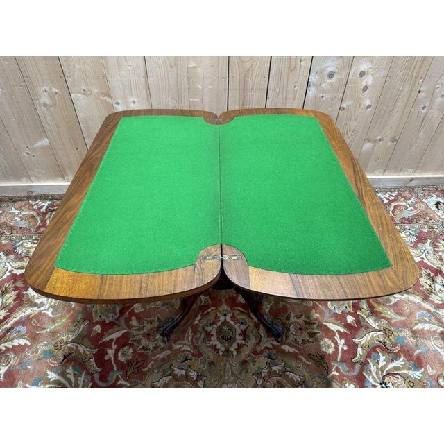 Gold English-Style Victorian Marquetry Games Table For Sale - Image 8 of 10