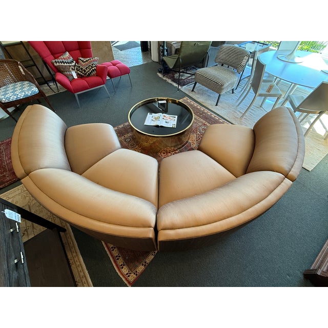 Modern Richard Andronaco Golden Bronze Silk Serpentine Sectional For Sale - Image 3 of 18