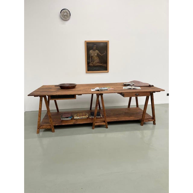 Vintage Pine Worktable, 1950s For Sale - Image 12 of 18