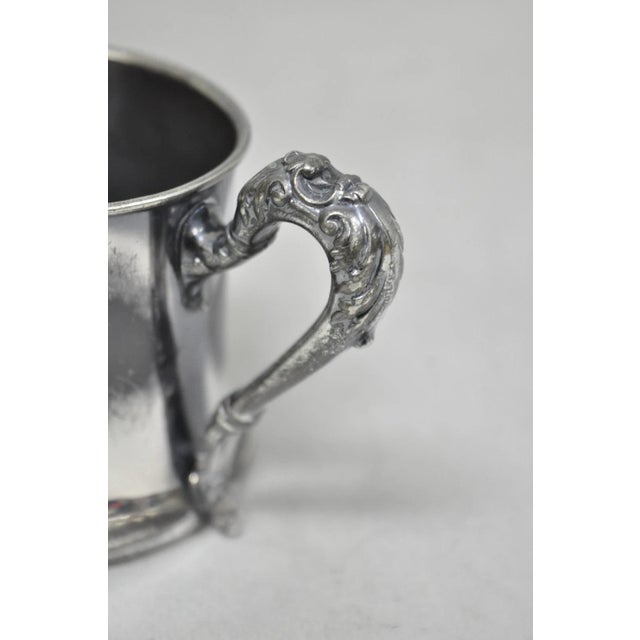 Antique Forbes Silver Co Art Nouveau Floral Monogramed Silver Plated Shaving Mug For Sale In Philadelphia - Image 6 of 15