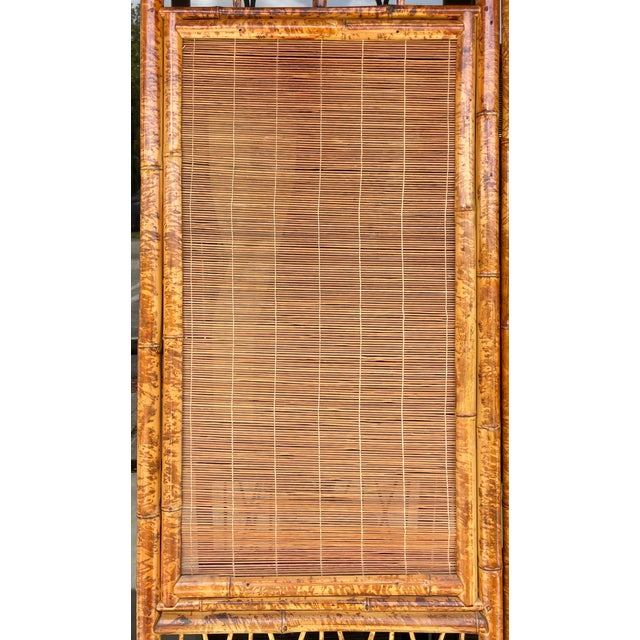 British Colonial Style Burnt Bamboo 6 Panels Room Divider For Sale In Miami - Image 6 of 11