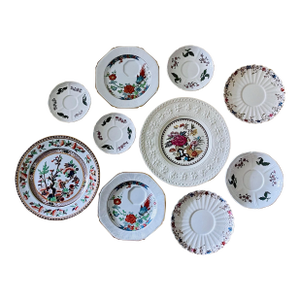 Early 20th Century Floral Curated Decorative Plates- Set of 10