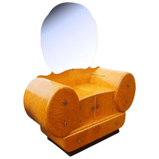Vintage Art Deco Burled Wood Vanity For Sale