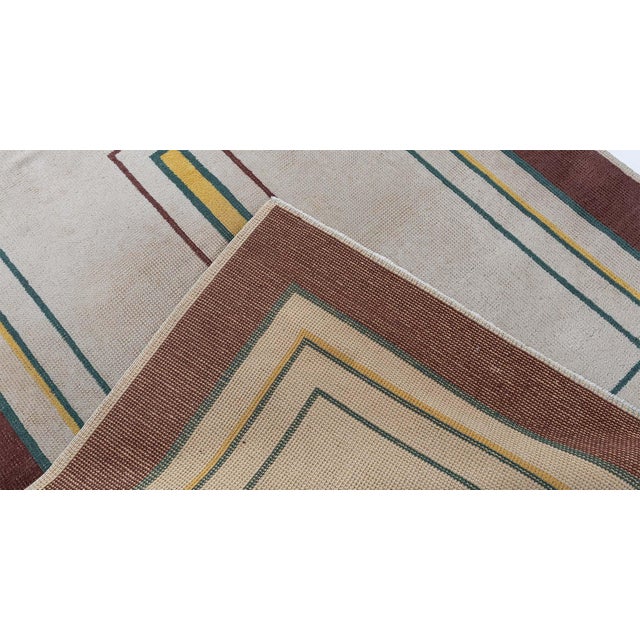 Cream Doris Leslie Blau Vintage French Art Deco Cream Hand-Knotted Wool Rug For Sale - Image 8 of 8