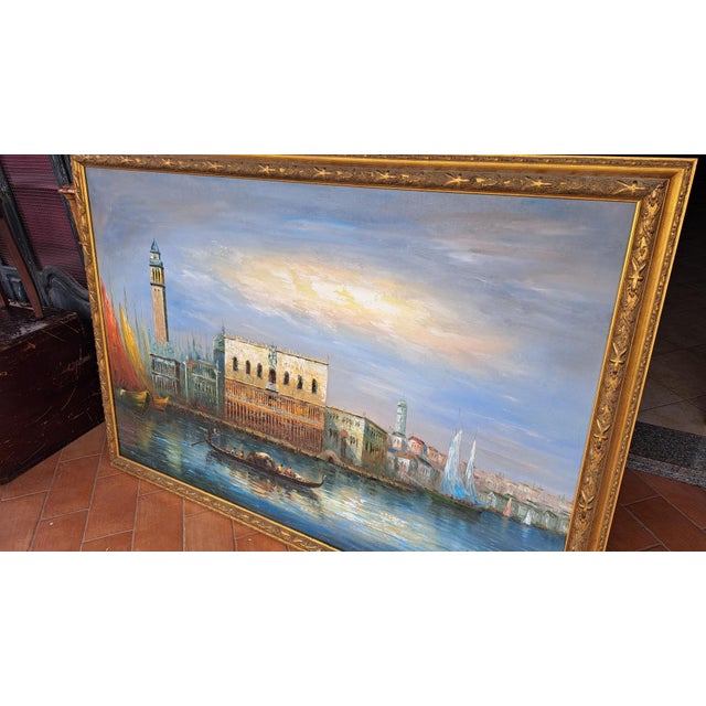 LATE TWENTIETH CENTURY (1940 - 1980) Oil painting from the 1960s depicting the Doge's Palace in Venice, view of St. Mark's...