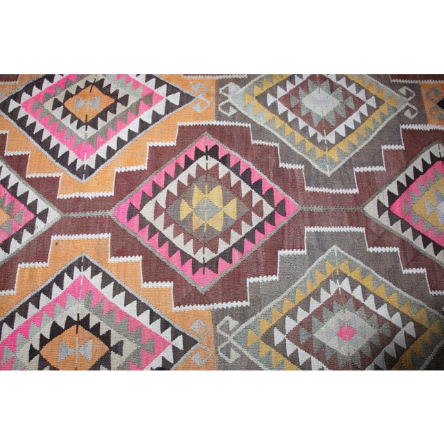 Vintage Flatweave Color Turkish Kilim Rug -11'5''x6'4' For Sale - Image 11 of 12