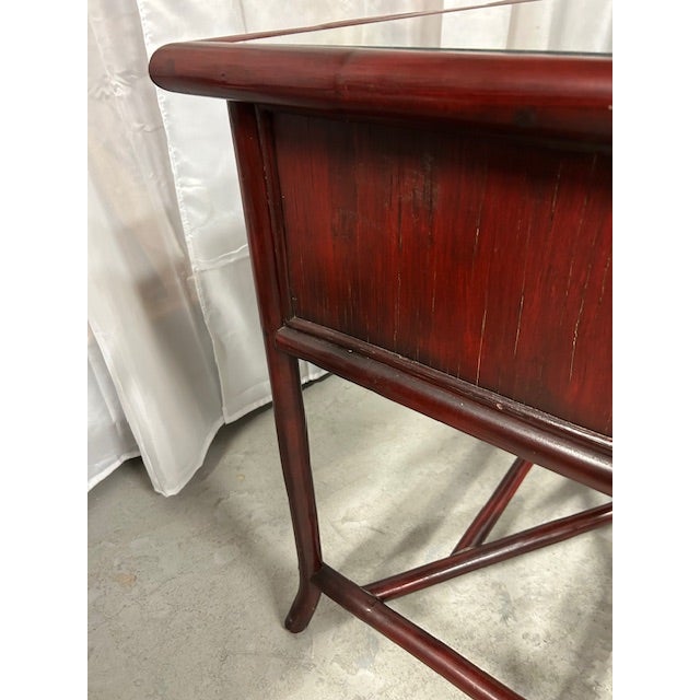 Late 20th Century Vintage Rattan Writing Desk and Chair for Worrells - Set of 2 For Sale In West Palm - Image 6 of 12