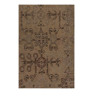 Antique Distressed Khotan Runner With Geometric Motifs in Brown - Rug & Kilim For Sale