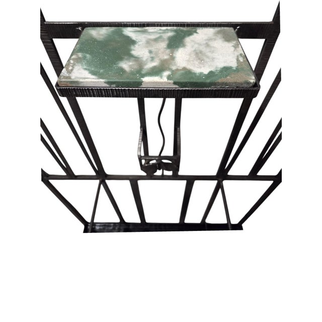 Art Deco 1920s Original French Art Deco Hammered Iron Halltree, Coat Rack W/ Mirror, Shelf, Rose Trellis For Sale - Image 3 of 18