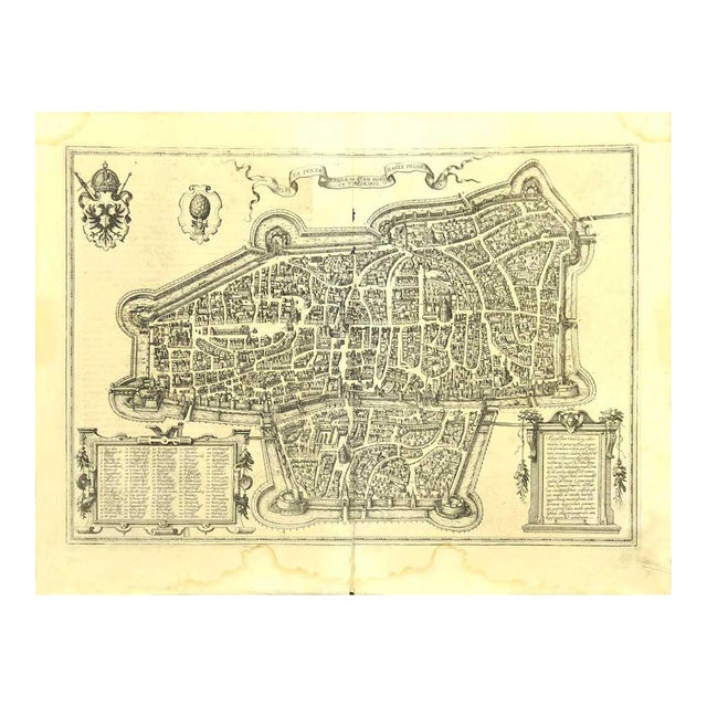 Franz Hogenberg - Map of Augsburg - Etching - Late 16th Century For Sale