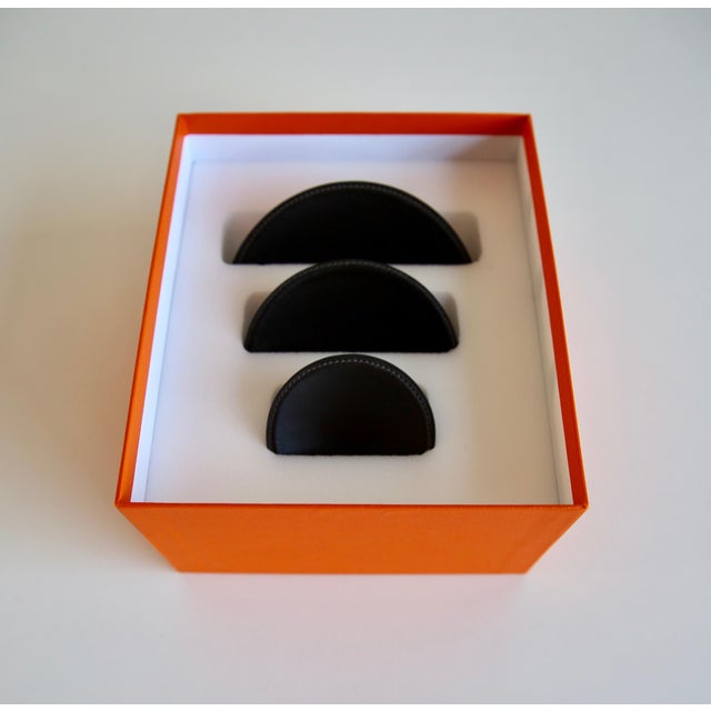 Hermès Chestnut Brown Leather Cups by Hermès, Set of 3 For Sale - Image 4 of 6