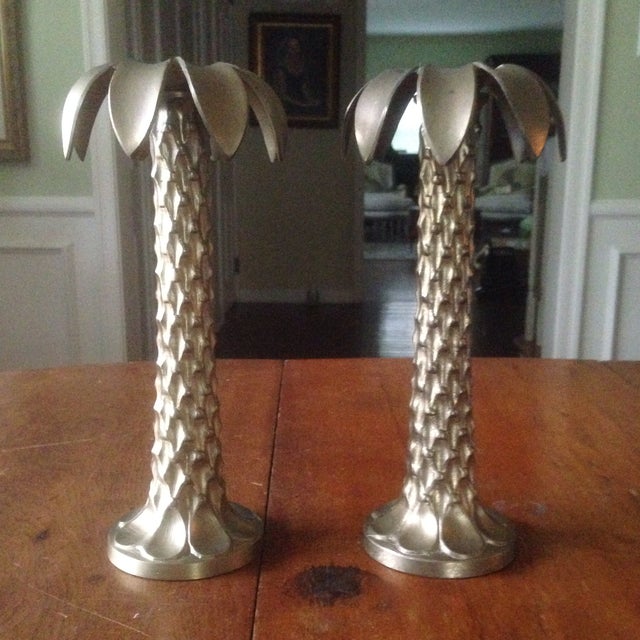 Vintage Brass Palm Tree Candle Holders A Pair Chairish