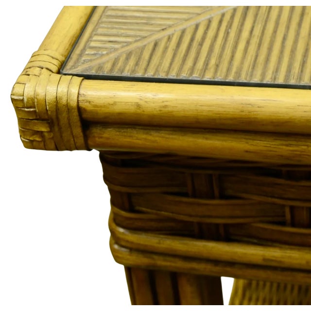 Braxton Culler Braxton Culler Bamboo Glass Top Table For Sale - Image 4 of 7