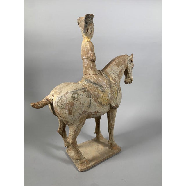 Ceramic Terracotta Sculpture of a Horseman, Han Dynasty, 206 BC-220 AD, China, Archaeology For Sale - Image 7 of 9