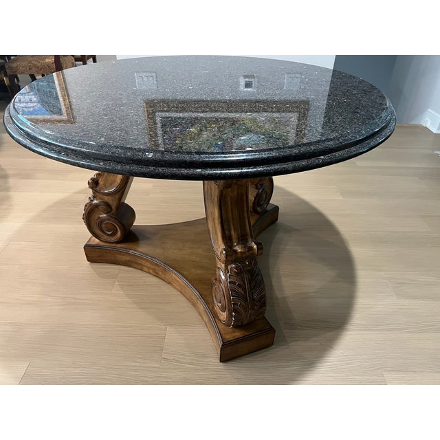 Traditional Gorgeous Harp Dining Table Base With Granite Top Attributed to Kreiss For Sale - Image 3 of 11