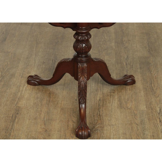 Chippendale Style Vintage Custom Mahogany Tilt Top Pie Crust Table For Sale - Image 12 of 13