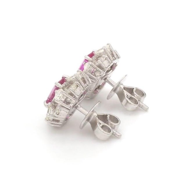 1.22 cts Natural pink sapphire and 1.88 cts diamond earrings in 14k gold For Sale - Image 13 of 18