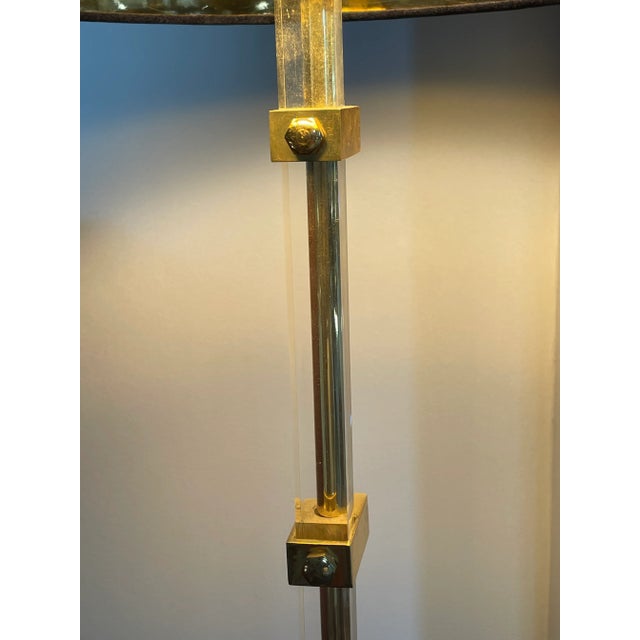 Metal Regency Style Brass & Acrylic Glass Adjustable Floor Lamp, 1970s -A Pair For Sale - Image 7 of 12