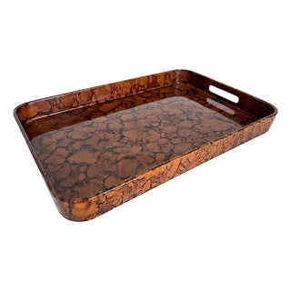 Vintage Otagiri Faux Tortoiseshell Japanese Lacquer Tray For Sale