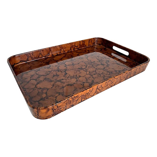 Vintage Otagiri Faux Tortoiseshell Japanese Lacquer Tray For Sale