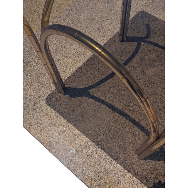 Metal Vintage Italian Smoked Glass and Brass Table, 1970s For Sale - Image 7 of 9