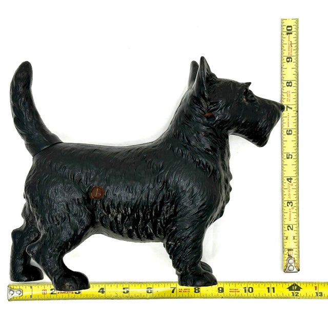 Very Nice Vintage Hubley Manufacturing Co. Cast Iron Standing Scottish Terrier - Scottie Dog Doorstop - Circa 1930s For Sale - Image 11 of 12