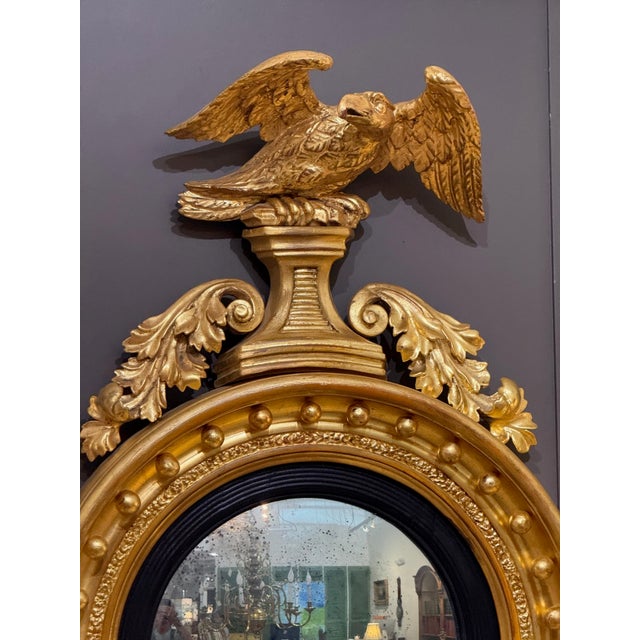 Traditional Early 19th Century English Regency Giltwood Convex Mirror For Sale - Image 3 of 6