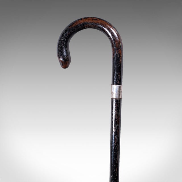 English Vintage Gentleman's Walking Cane, English, Brass, Stick, Hallmarked Silver, 1935 For Sale - Image 3 of 11