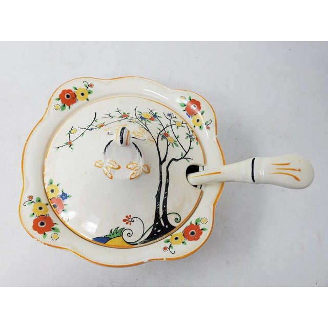 Ceramic Vintage 1930s Woods Ivory Ware Sauce or Gravy Bowl With Ladle and Lid For Sale - Image 7 of 18