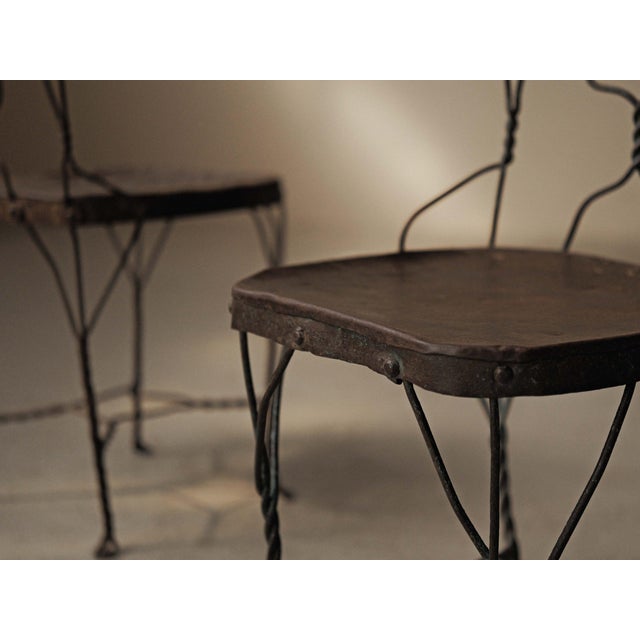Steel and Patinated Sheet Metal Chairs, 1950, Set of 2 For Sale - Image 6 of 13