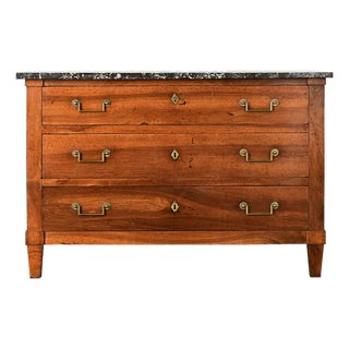 French 19th Century Walnut and Marble Commode For Sale