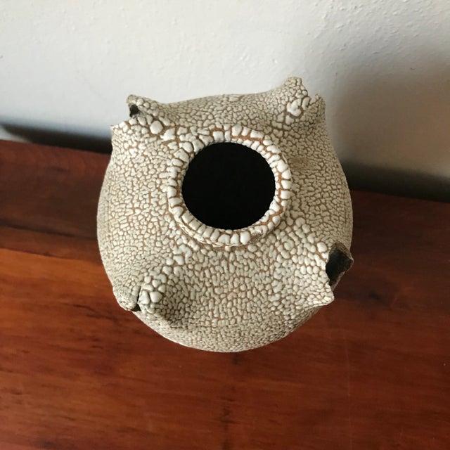 Signed Vintage Fat Lava Glaze Textured Sculptural Vase For Sale In Boise - Image 6 of 9
