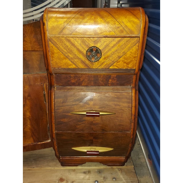 1930s Art Deco Waterfall Round Etched Mirror Vanity Chairish