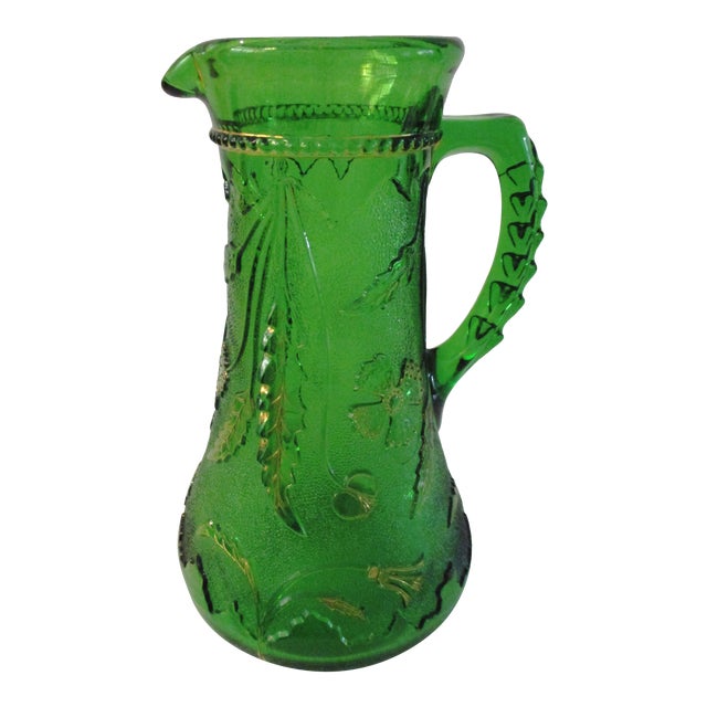 Antique Northwood Emerald Green Glass Pitcher Chairish