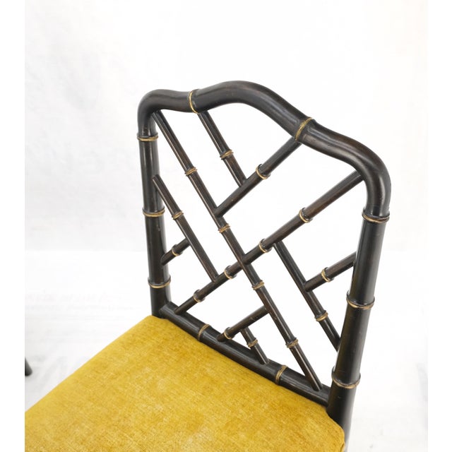 Baker Furniture Company Pair Mid-Century Modern Decorative Ebonized Walnut Faux Bamboo Side Chairs Mint For Sale - Image 4 of 15