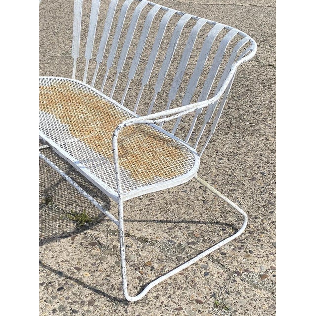 Metal Vintage Mid Century Modern Wrought Iron Sculptural Garden Patio Loveseat Sofa For Sale - Image 7 of 11