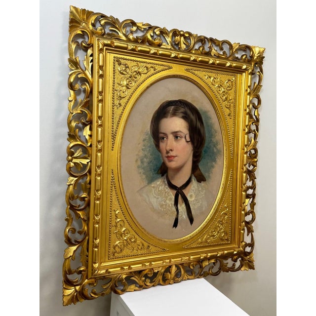 19th Century Oil Portrait Dated 1857 “Mrs George Wood” (Sarah Sophia, Née Clark) by John Wood— Oil on Canvas Gilt Framed For Sale - Image 11 of 18