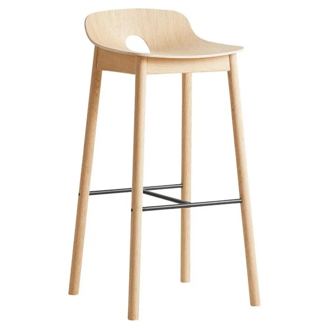 Gold White Oak Mono Bar Stool by Kasper Nyman For Sale - Image 8 of 8