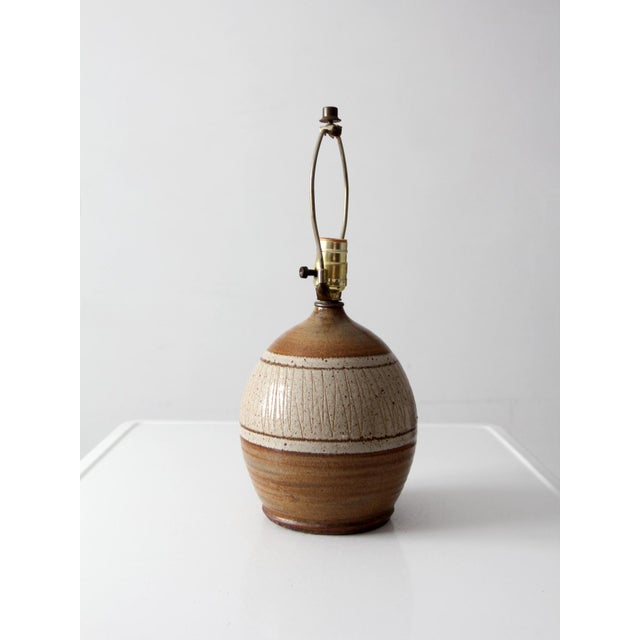 Mid-Century Modern Vintage Handmade Studio Pottery Lamp For Sale - Image 3 of 10