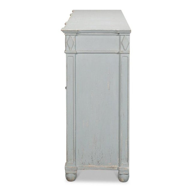 2020s French Provincial Sideboard with a Distressed Blue-Grey Finish For Sale - Image 5 of 11