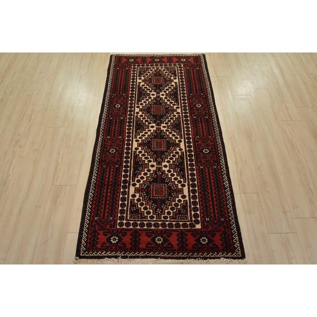 Cabin Baloch Rug 3’5” X 6’6” Beige Wool Vintage Tribal Hand-Knotted Oriental Carpet For Sale - Image 3 of 12