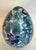 Chinoiserie Vintage Display Size Blue Floral Cloisonné Egg on Wood Stand For Sale - Image 3 of 12