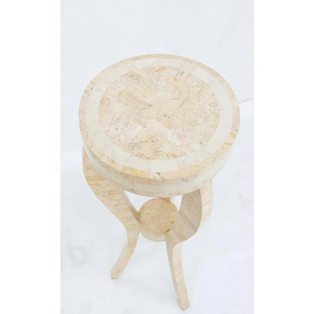 Stone Tessellated Stone Tri Leg Pedestal Stand Side Table For Sale - Image 7 of 10