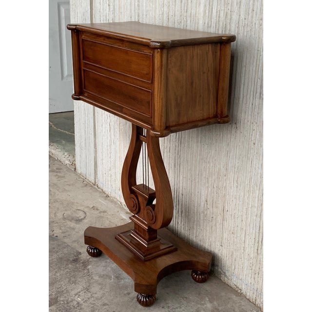 French French Early 20th Century Regency Style Harp Side Table with Two Drawers For Sale - Image 3 of 18