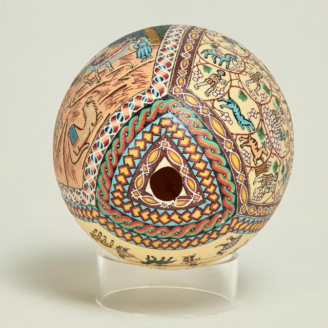 Vintage Moroccan Decorated Ostrich Egg For Sale - Image 4 of 6