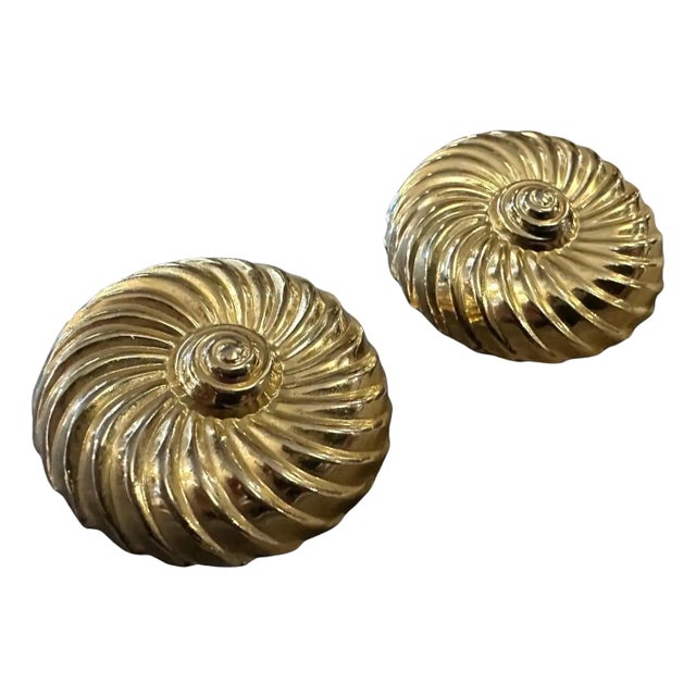 1970s Brass Twisted Torchon Spiral Earrings For Sale