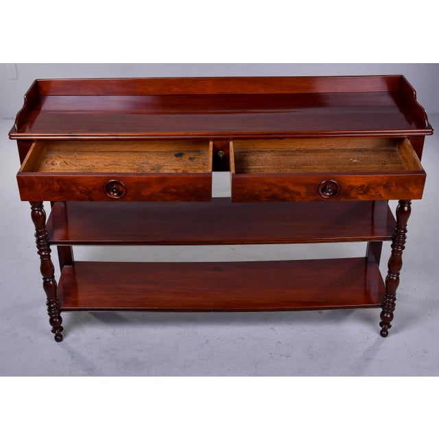 Early 20th C English Mahogany Three Tier Server With Drawers For Sale - Image 12 of 13
